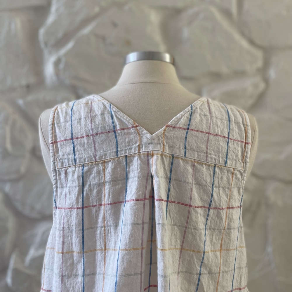 Madewell Linen Side Tie Checked Crop Top XL - Picture 7 of 8